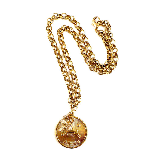 Zodiac Medallion Birthstone Necklace | All 12 Signs
