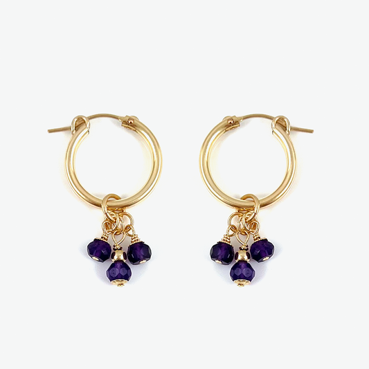 Gold Hoop Gemstone Charm Earrings | All 12 Signs