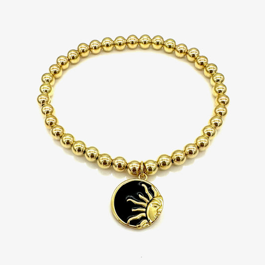 Gold Ball Stretch Bracelet | Cosmic Sun Charm