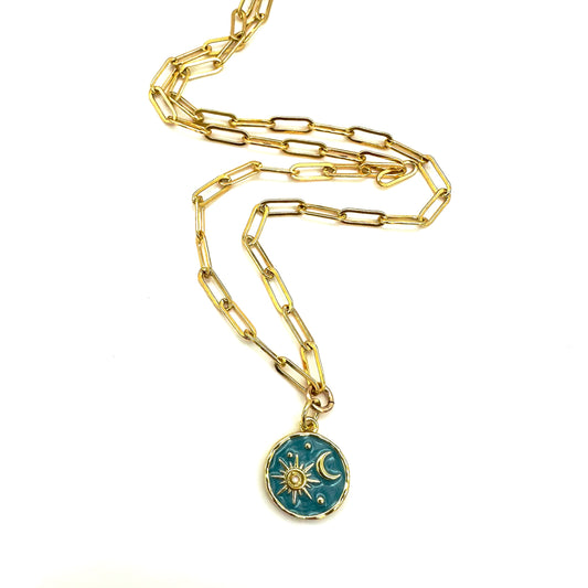 Blue Cosmic Sky Pendant Necklace