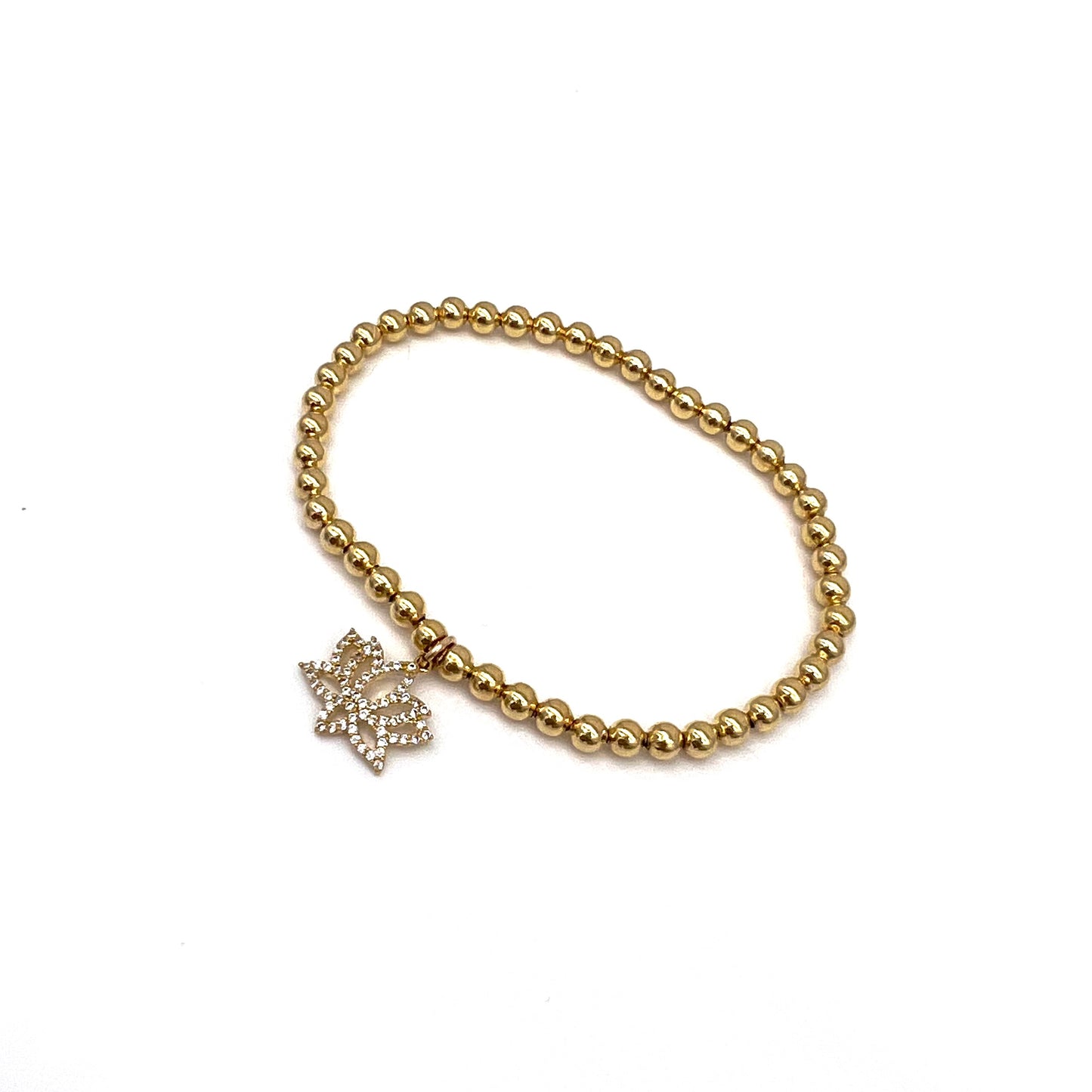Gold Ball Stretch Bracelet | Lotus Charm