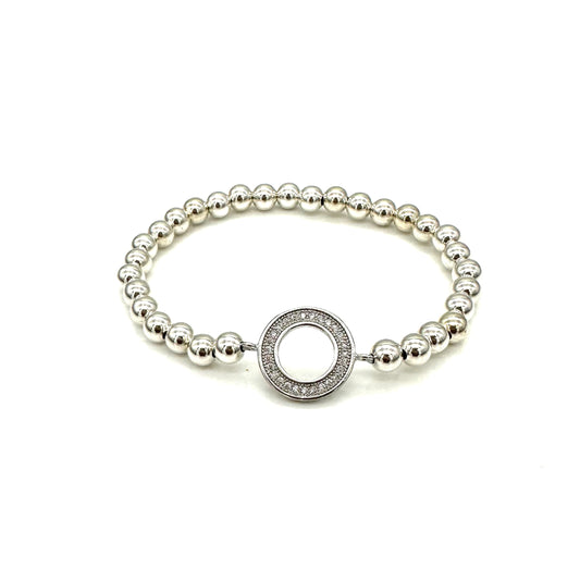 Silver Ball Stretch Bracelet | Circle Link